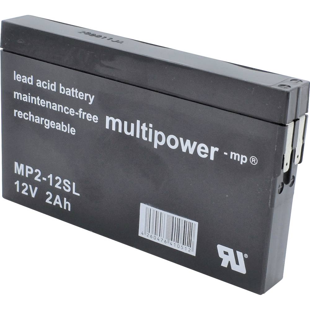 multipower MP2-12SL MP2-12SL olověný akumulátor 12 V 2 Ah olověný se skelným rounem (š x v x h) 148 x 90 x 20 mm plochý