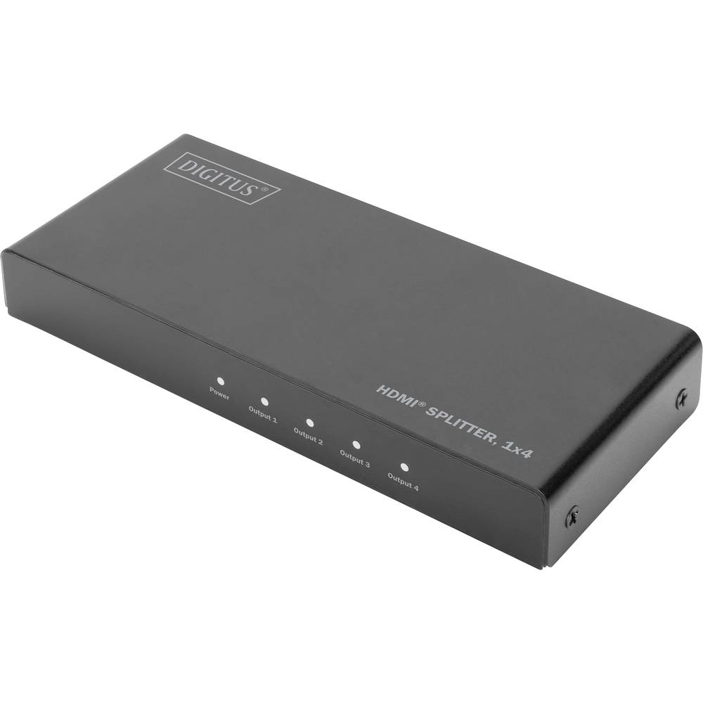 Digitus DS-45325 4 porty HDMI rozbočovač LED ukazatel, kovový ukazatel, UHD, se stavovými LED 4096 x 2160 Pixel černá