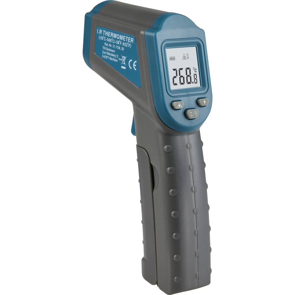 TFA Dostmann RAY infračervený teploměr Kalibrováno dle (ISO) -50 - +500 °C bezdotykové IR měření, kompatibilní s HACCP