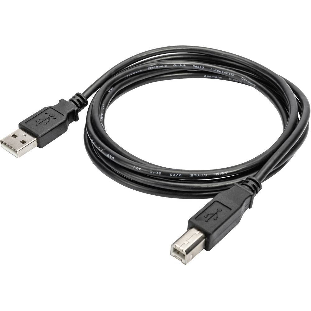 Digitus USB kabel USB 2.0 USB-A zástrčka, USB-B zástrčka 1.80 m černá stíněný, dvoužilový stíněný AK-990941-018-S