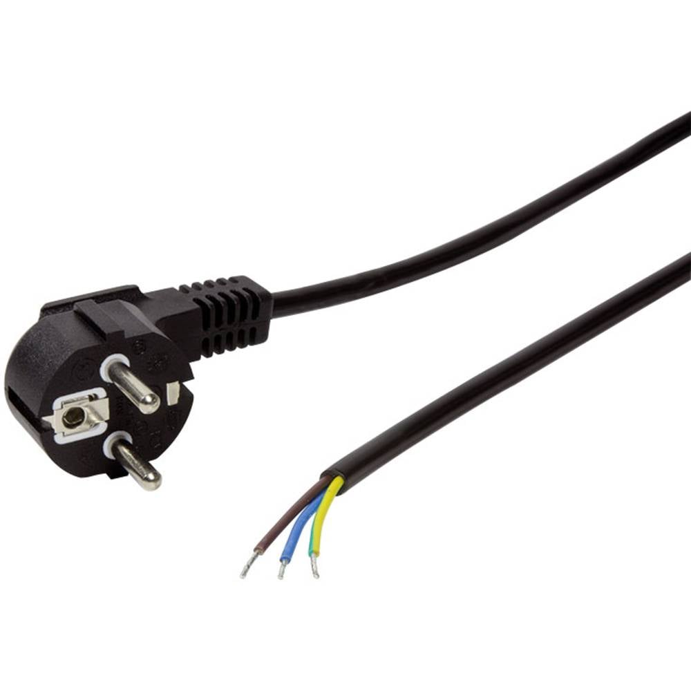 LogiLink napájecí kabel [1x úhlová zástrčka s ochranným kontaktem - 1x kabel s otevřenými konci] 1.50 m černá