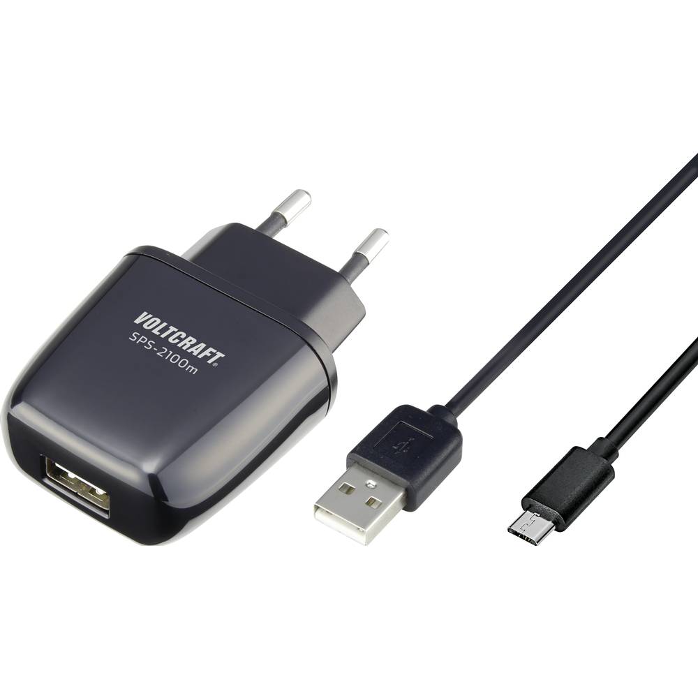 VOLTCRAFT SPS-2100m USB nabíječka 10.5 W do zásuvky (230 V) Výstupní proud (max.) 2100 mA Počet výstupů: 1 x USB, microU