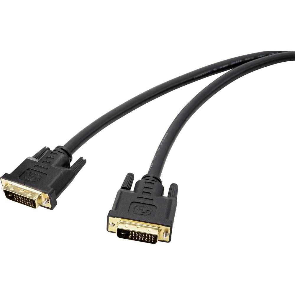 Renkforce DVI kabel DVI-D 24+1pol. Zástrčka, DVI-D 24+1pol. Zástrčka 7.50 m černá RF-4680662 pozlacené kontakty DVI kabe