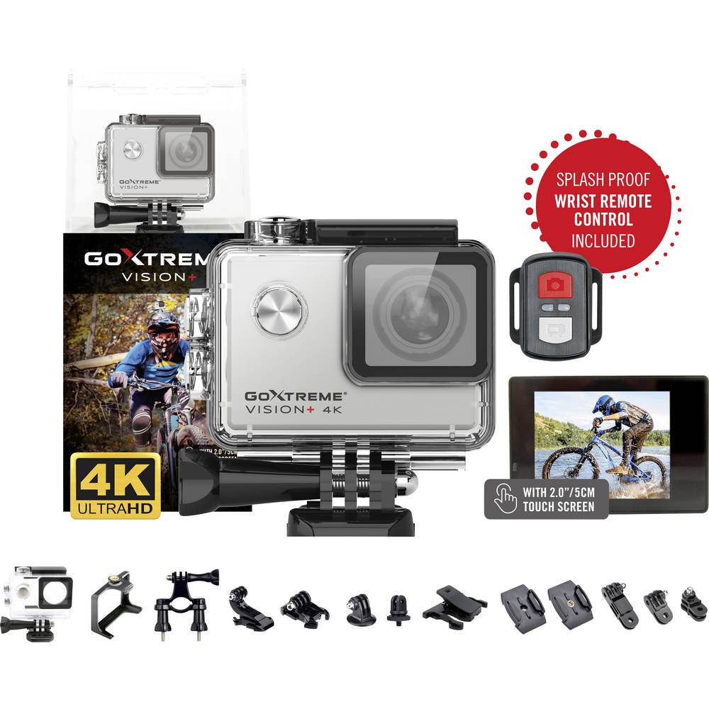 Easypix GoXtreme Vision 4K + Sportovní outdoorová kamera 4K, chráněné proti stříkající vodě, Wi-Fi, odolné proti vodě, d