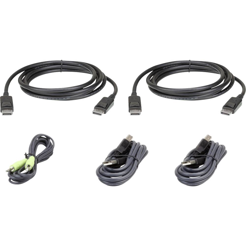 ATEN KVM kabel [1x zástrčka DisplayPort, USB 2.0 zástrčka A, jack zástrčka 3,5 mm - 1x USB 2.0 zásuvka B, jack zástrčka