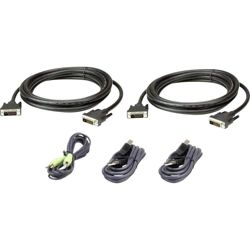 ATEN KVM kabel [1x DVI-D zástrčka , USB 2.0 zástrčka A, jack zástrčka 3,5 mm - 1x DVI-D zástrčka , USB 2.0 zásuvka A, ja
