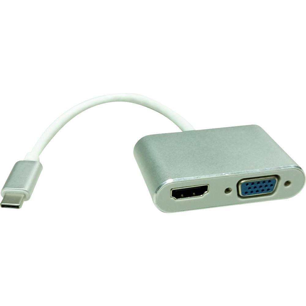 Roline USB-C® / HDMI kabelový adaptér USB-C ® zástrčka, Zásuvka HDMI-A 0.10 m stříbrná (metalíza) 12.03.3215 Kabel pro d