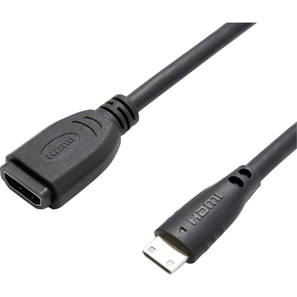Value HDMI prodlužovací kabel Zástrčka HDMI Mini-C, Zásuvka HDMI-A 0.15 m černá 12.99.3120 HDMI kabel