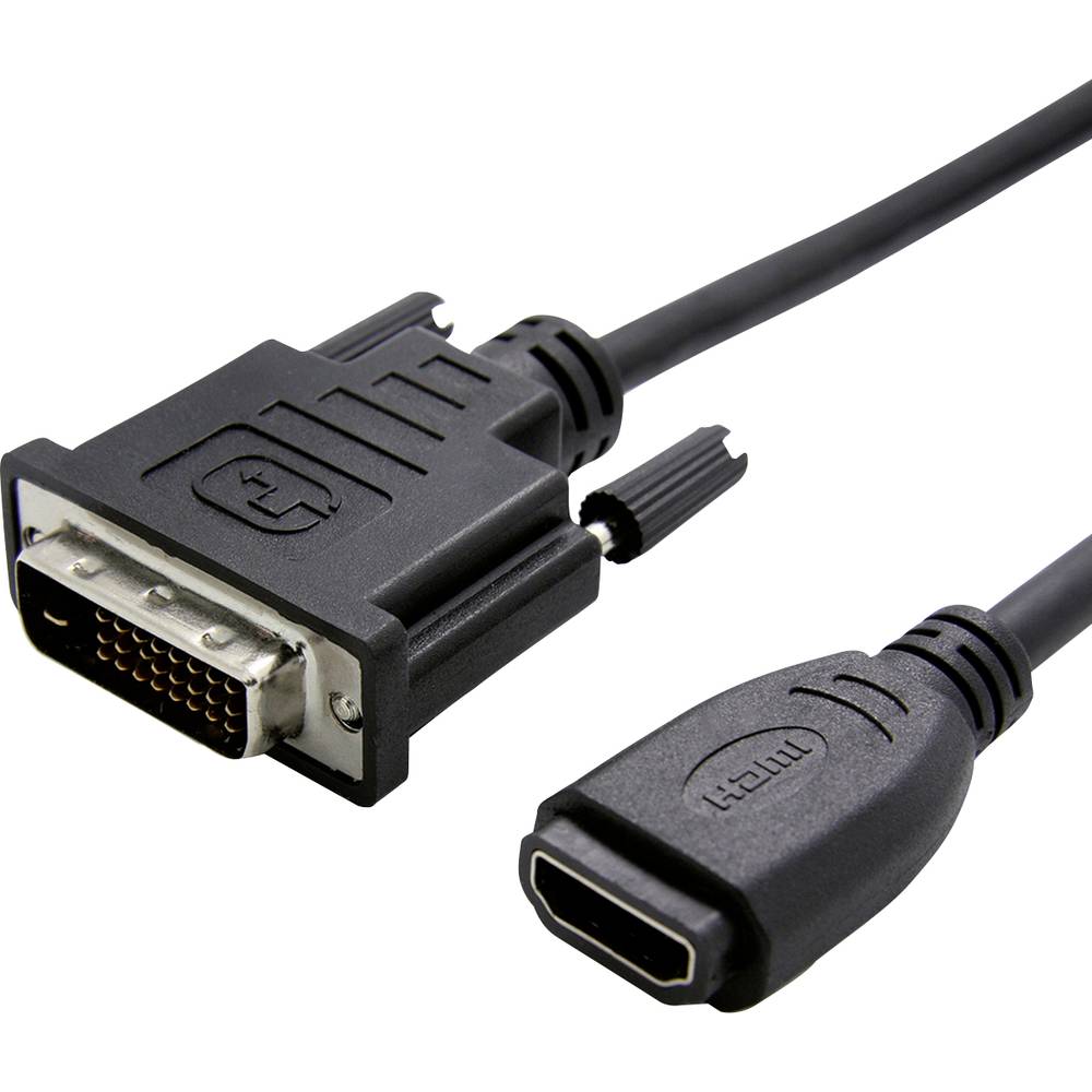Value DVI / HDMI kabelový adaptér DVI-D 24+1pol. Zástrčka, Zásuvka HDMI-A 0.15 m černá 12.99.3116 DVI kabel