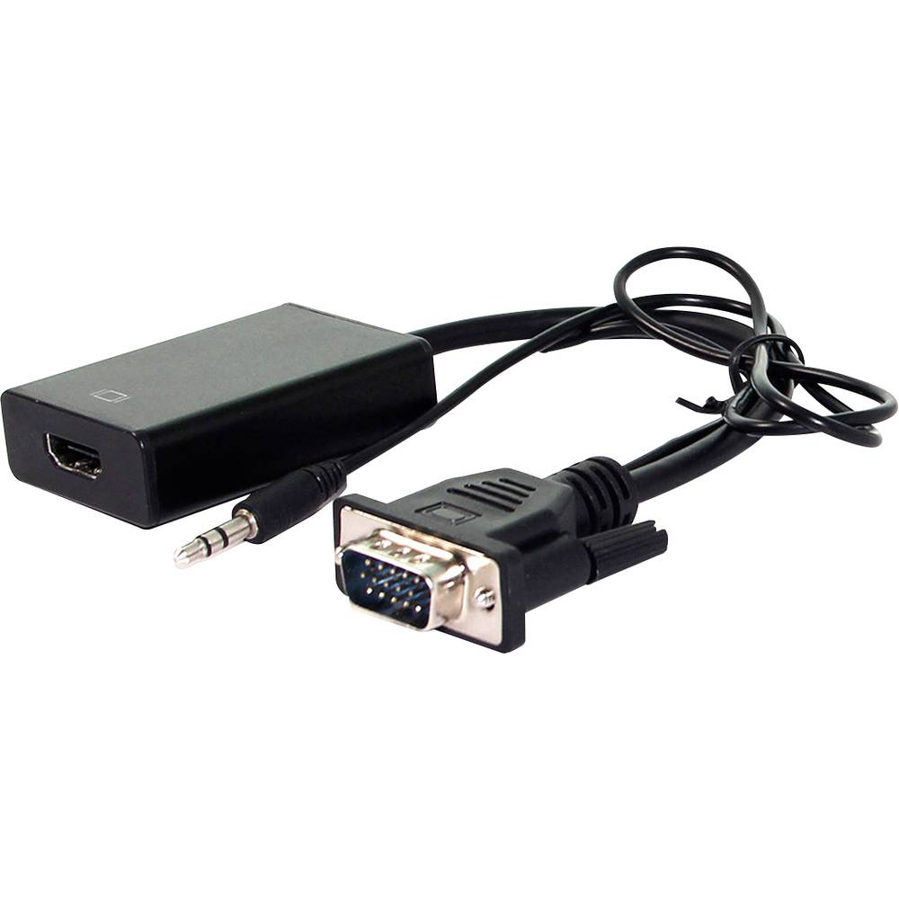 Value VGA / HDMI kabelový adaptér Zásuvka HDMI-A, VGA 9pól. zásuvka, Zásuvka jack 3,5 mm 0.15 m černá 12.99.3117 VGA kab