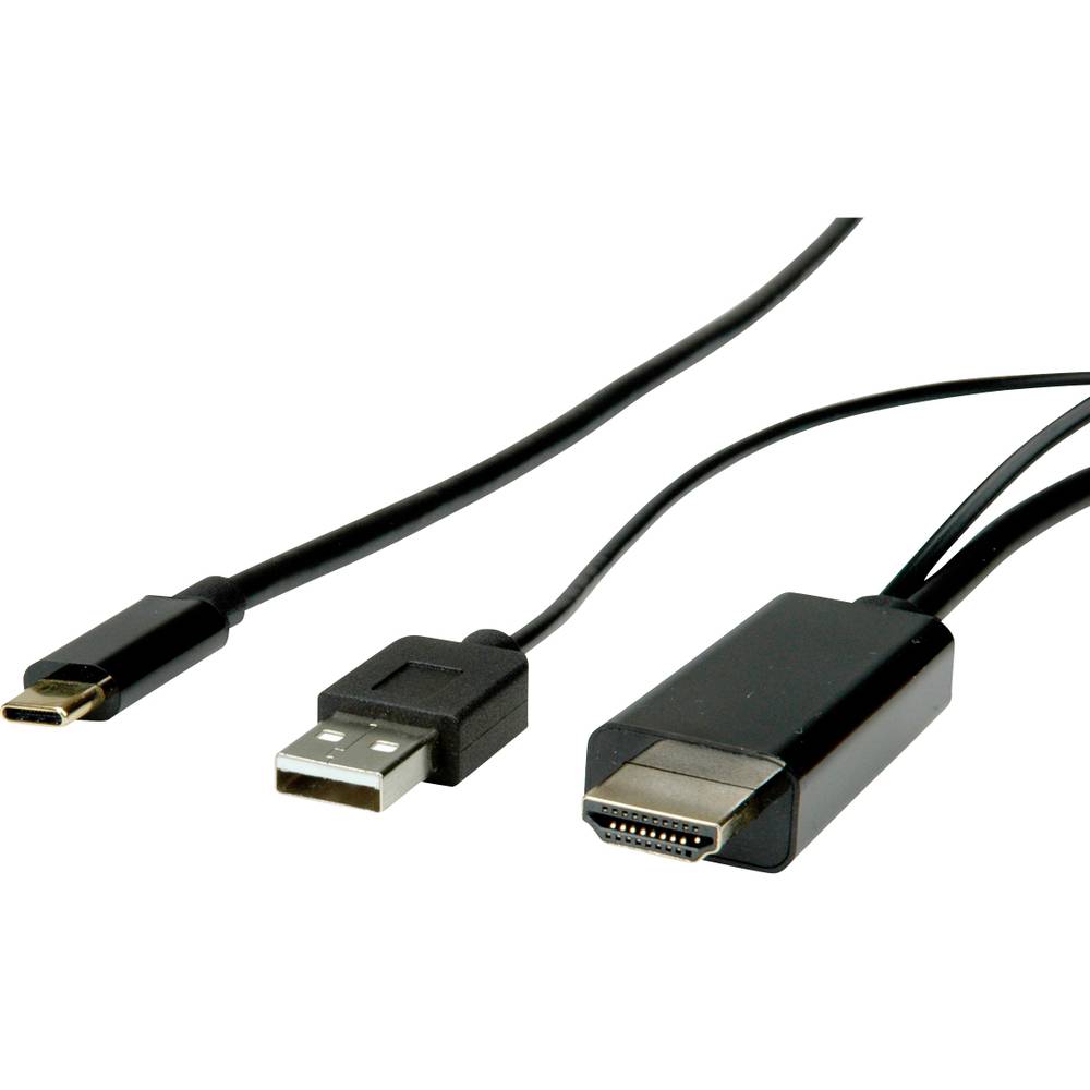 Roline USB-C® / HDMI kabelový adaptér USB-C ® zástrčka, Zástrčka HDMI-A 2.00 m černá 11.04.5956 Kabel pro displeje USB-C