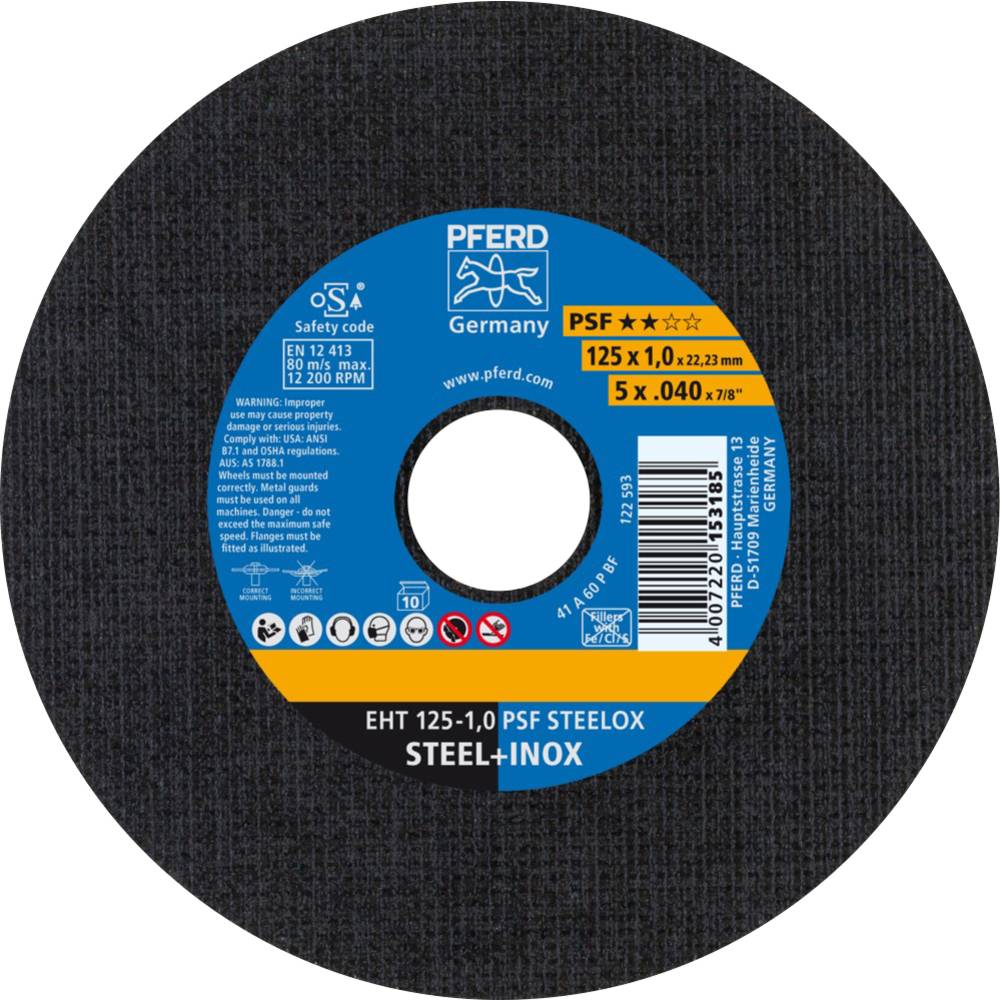 PFERD PSF STEELOX 61721110 řezný kotouč rovný 125 mm 1 ks nerezová ocel, ocel