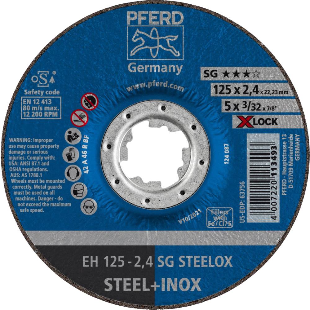 PFERD SG STEELOX 61340125 řezný kotouč lomený 125 mm 25 ks nerezová ocel, ocel