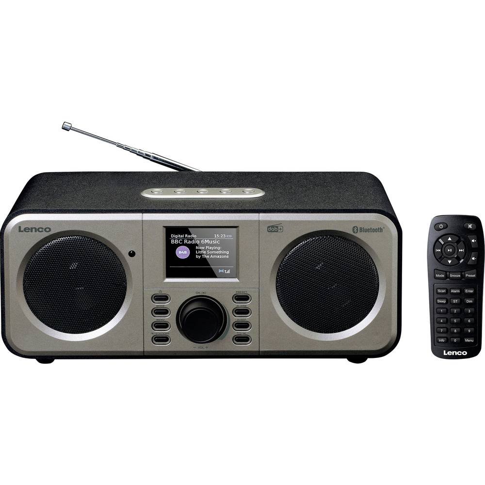 Lenco DAR-030 stolní rádio DAB+, FM Bluetooth funkce alarmu černošedá