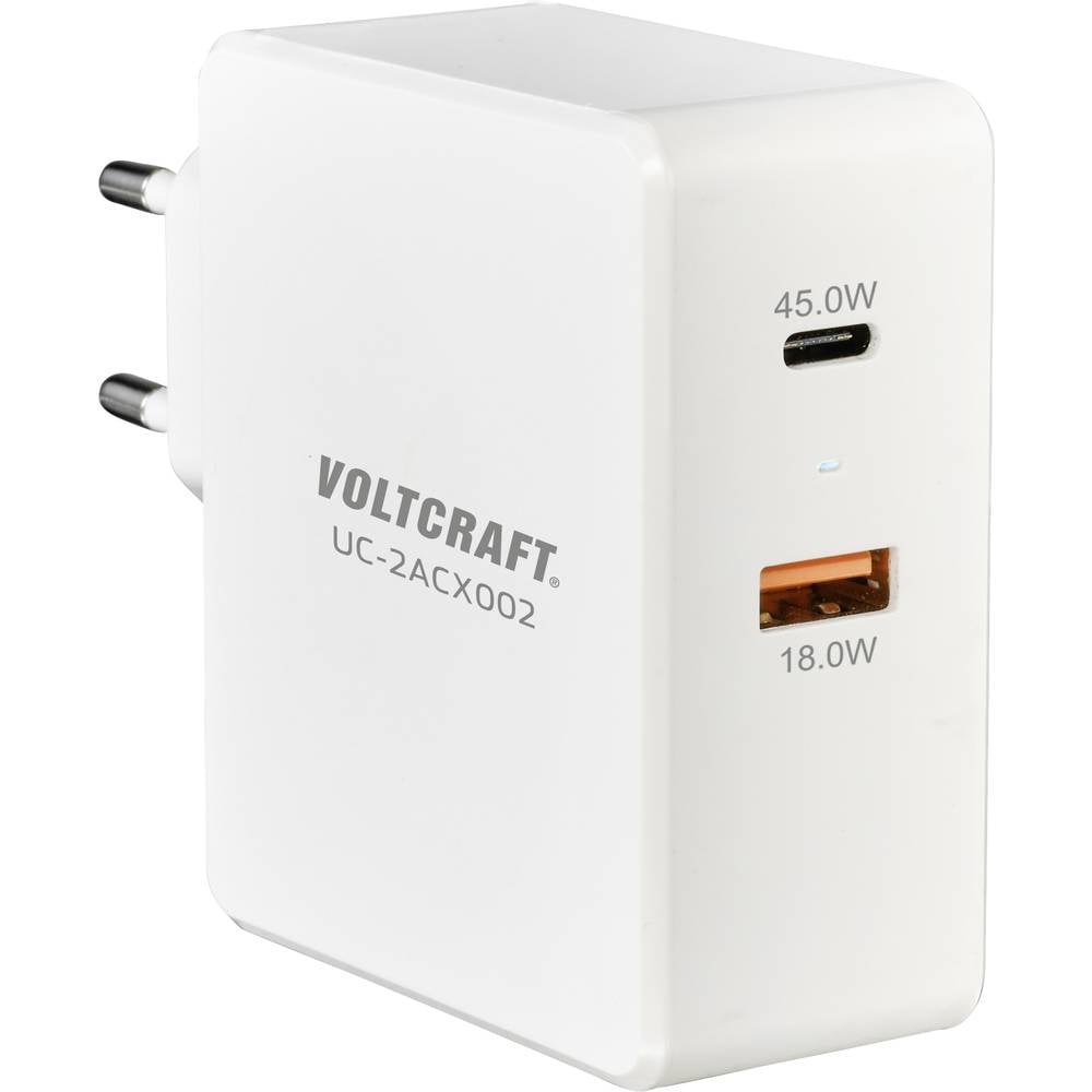 VOLTCRAFT UC-2ACX002 USB nabíječka 45 W, 63 W do zásuvky (230 V) Výstupní proud (max.) 3000 mA Počet výstupů: 2 x USB, U