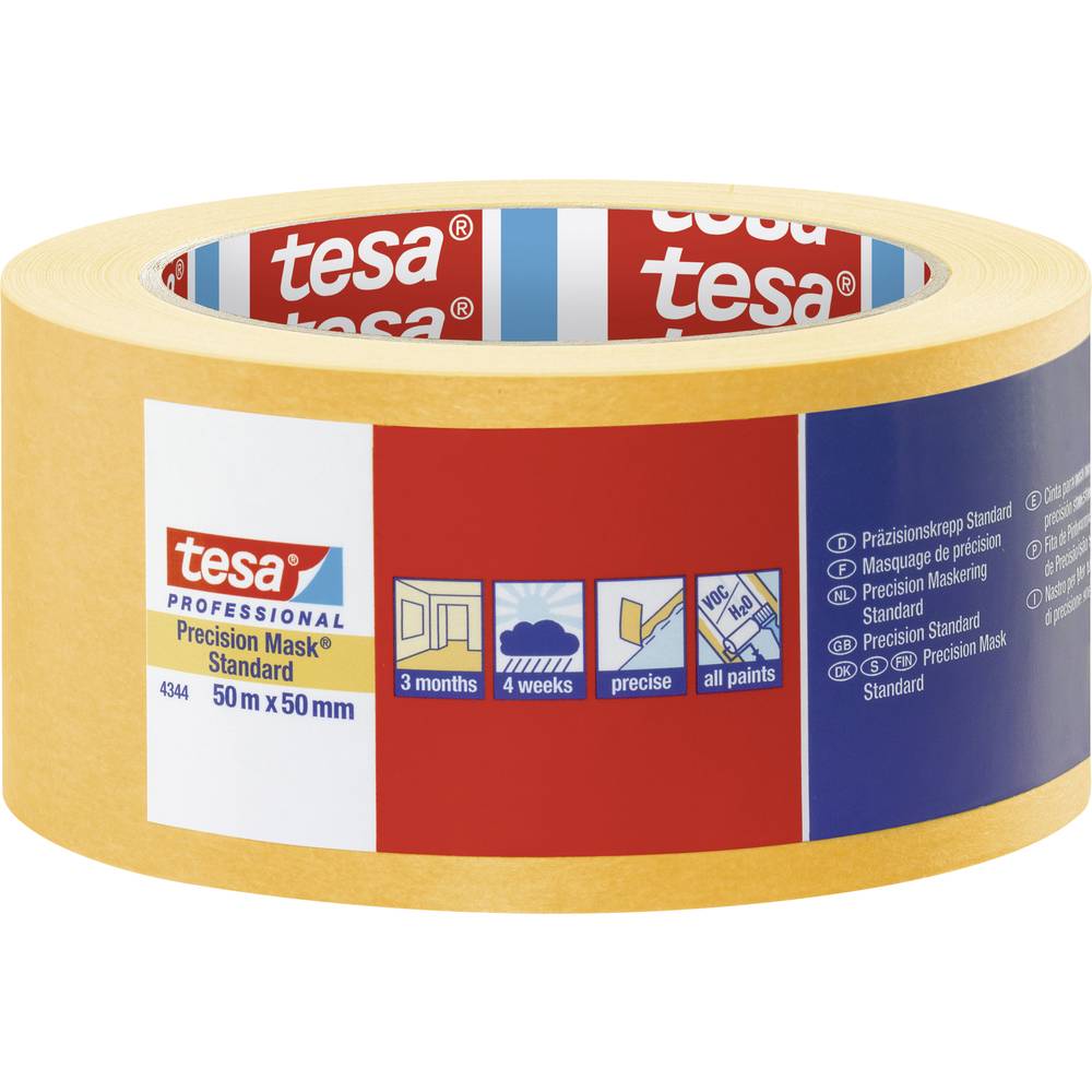 tesa PRECISION STANDARD 04344-00000-00 krepová lepicí páska Precizní krep® žlutá (d x š) 50 m x 50 mm 1 ks