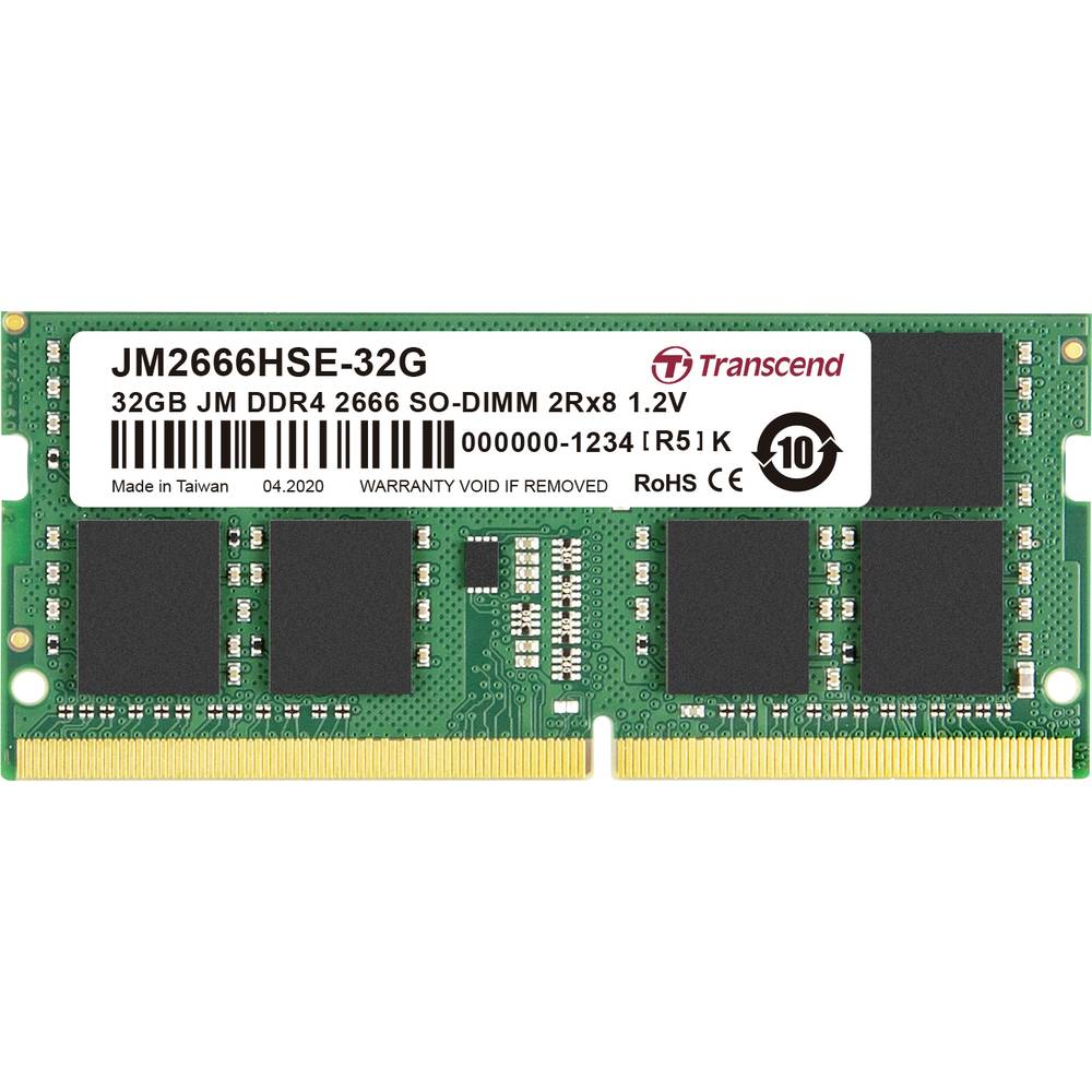 Transcend JetRAM RAM modul pro notebooky DDR4 32 GB 1 x 32 GB Bez ECC 2666 MHz 260pin SO-DIMM CL19 JM2666HSE-32G
