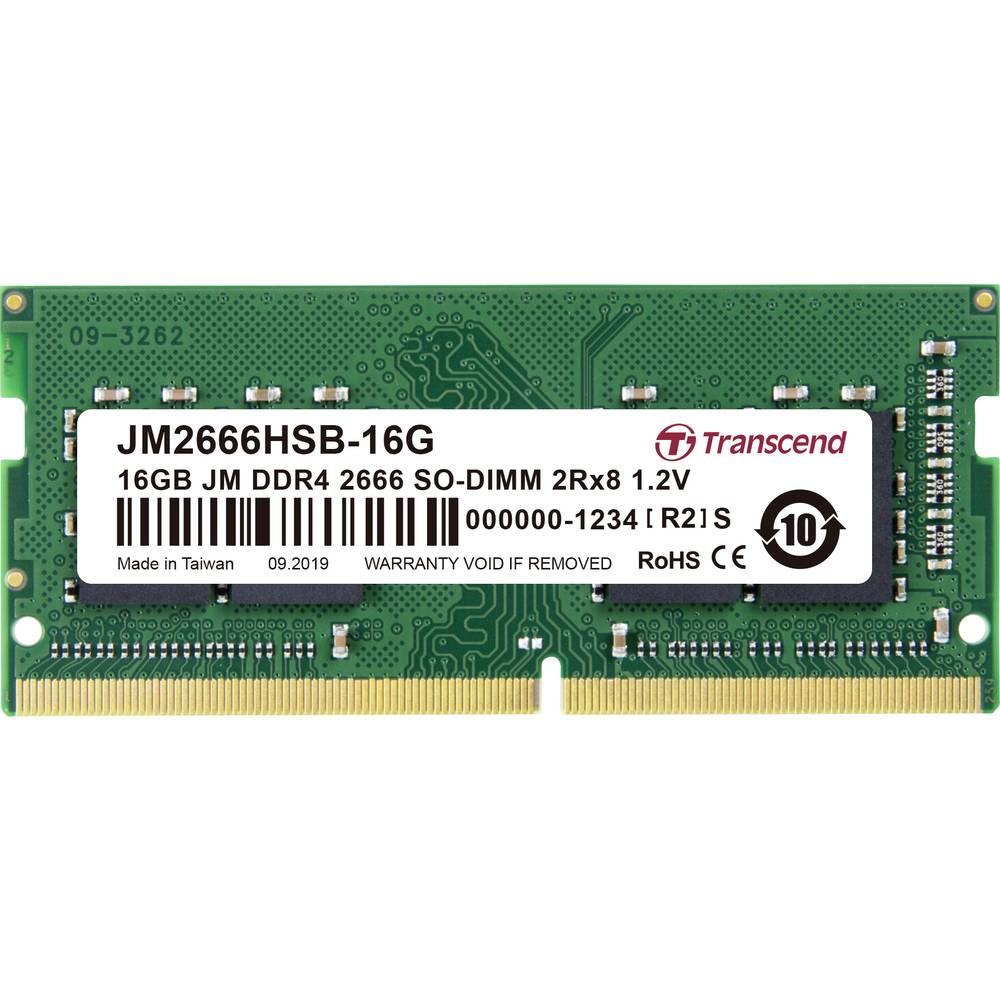 Transcend JetRAM RAM modul pro notebooky DDR4 16 GB 1 x 16 GB Bez ECC 2666 MHz 260pin SO-DIMM CL19 JM2666HSB-16G