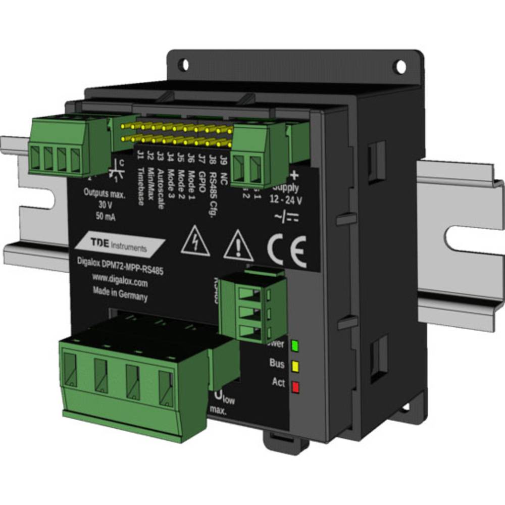 TDE Instruments Digalox DPM72-MP+-RS485-DIN digitální měřič na DIN lištu