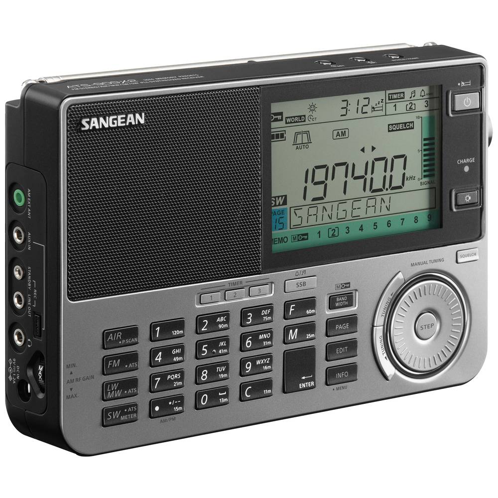 Sangean ATS-909X2 světový radiopřijímač FM, DV (AM), AM funkce alarmu černá
