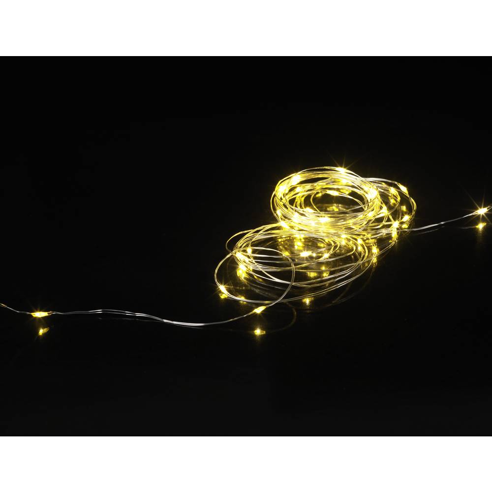 Sygonix SY-4722036 mini světlelný řetěz vnitřní napájení přes USB Počet žárovek 50 LED teplá bílá Délka světel: 5.4 m Na