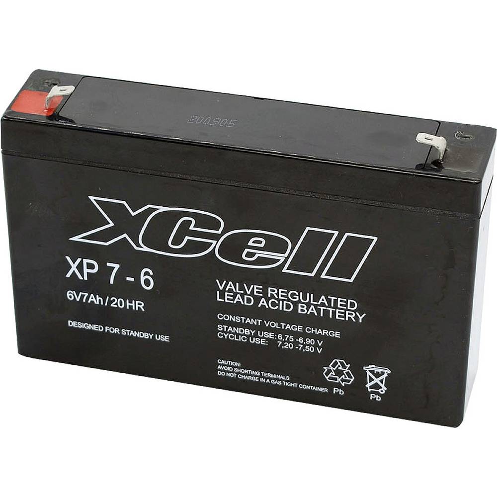 XCell XP 7 - 6 XCEXP76 olověný akumulátor 6 V olověný se skelným rounem (š x v x h) 151 x 100 x 34 mm plochý konektor 4,