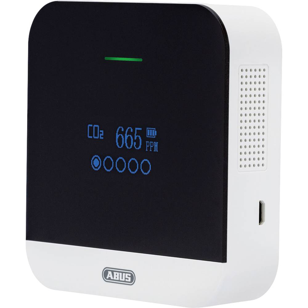 ABUS AirSecure CO2WM110 detektor oxidu uhličitého 230 V, napájeno akumulátorem Detekováno oxidu uhličitého (CO2)