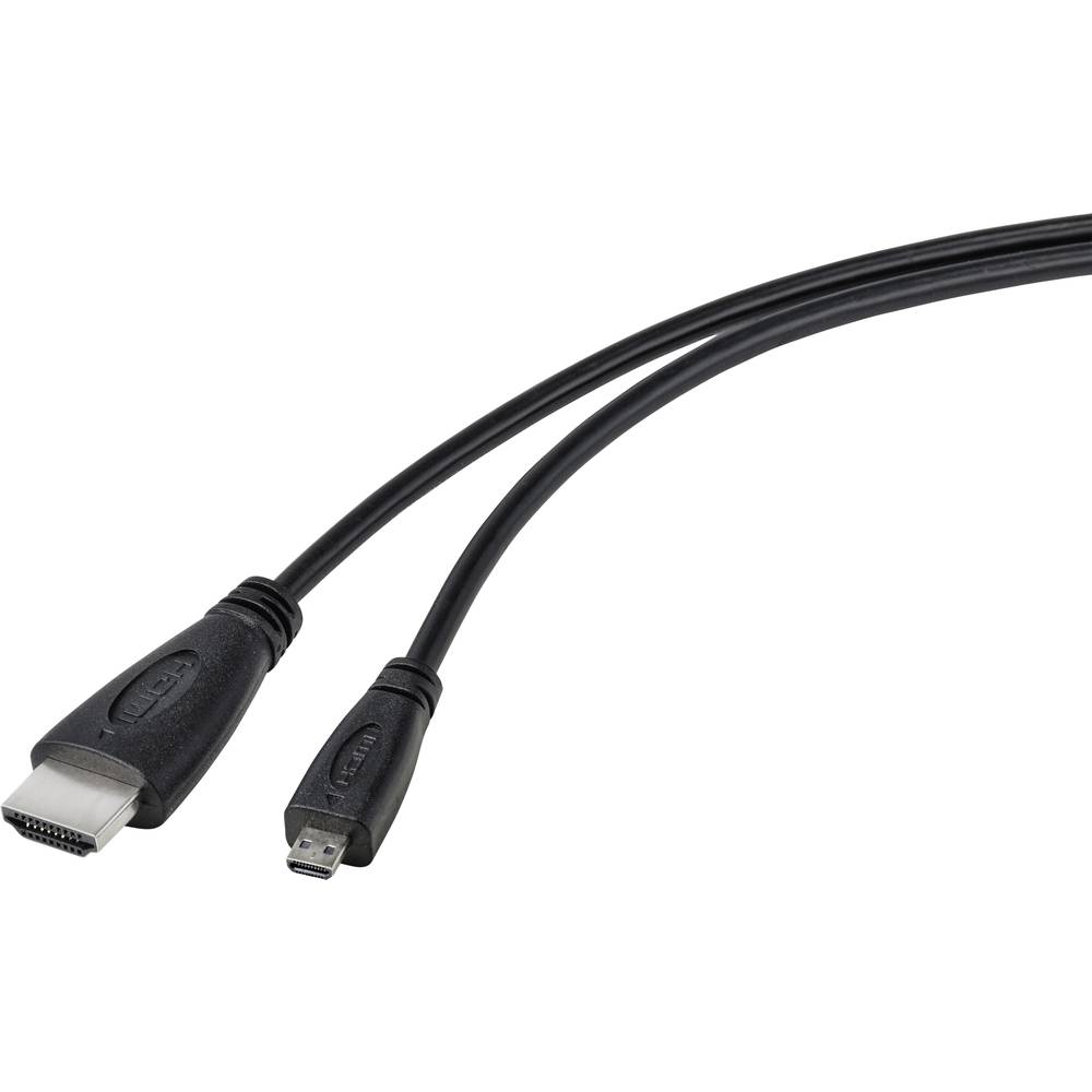 TRU COMPONENTS HDMI kabel Raspberry Pi [1x HDMI zástrčka - 1x micro HDMI zástrčka D] 1.80 m černá