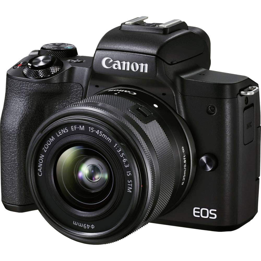 Canon EOS M50 Mark II EF-M 15-45 STM Kit systémový fotoaparát EF-M 15-45 mm IS STM skříňka (pouzdro), akumulátor, standa