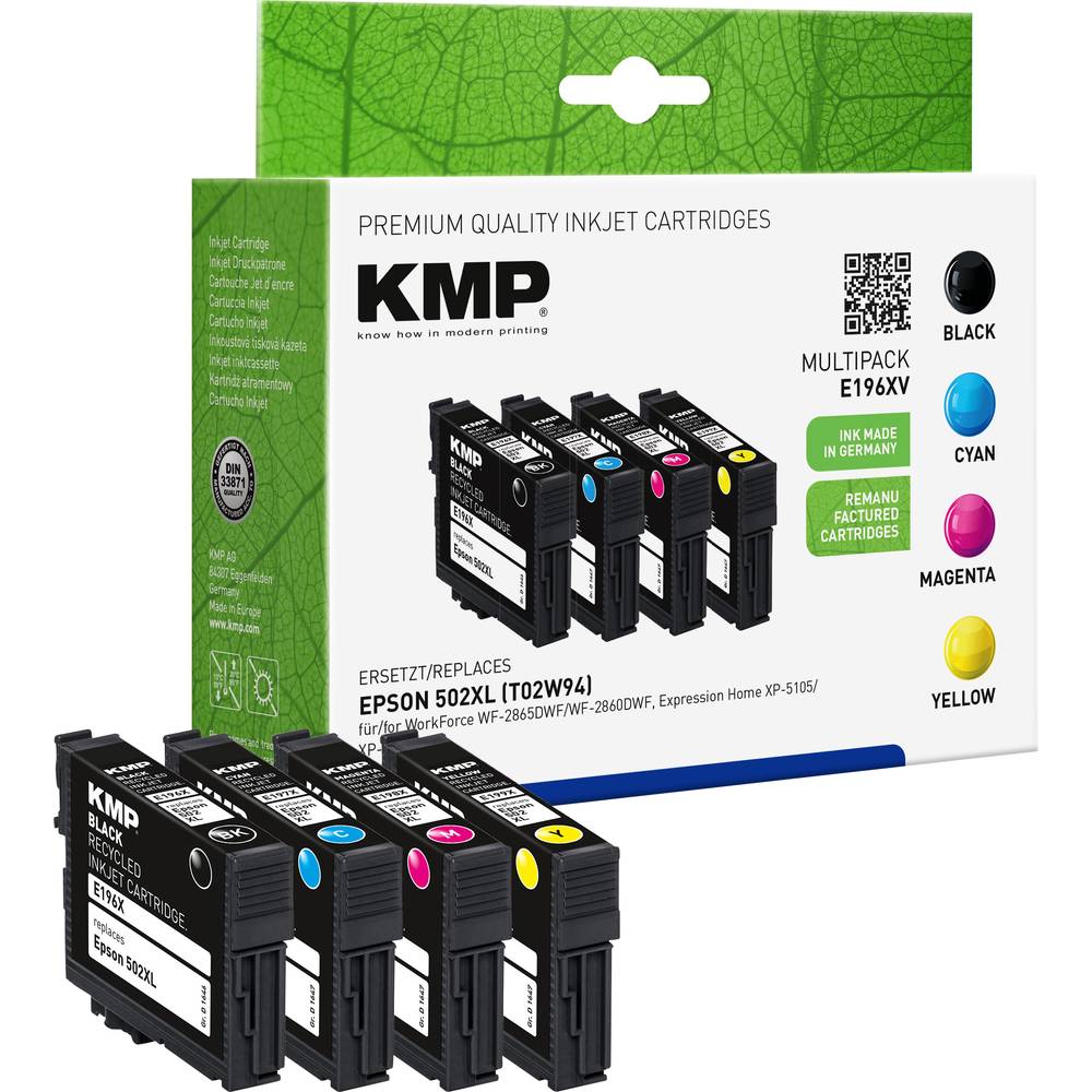 KMP Ink náhradní Epson 502XL, T02W6, T02W1, T02W2, T02W3, T02W4 kompatibilní kombinované balení černá, azurová, purppuro