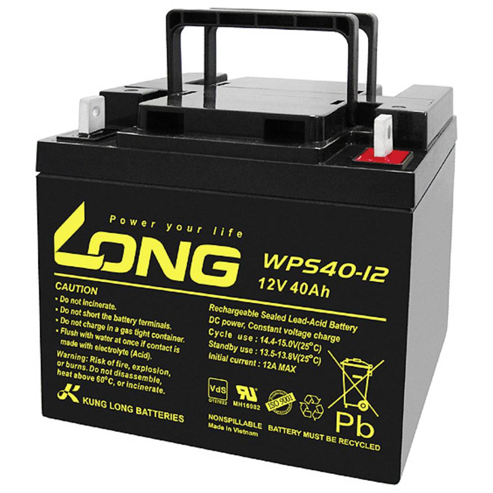 Long WPS40-12 WPS40-12 olověný akumulátor 12 V 40 Ah olověný se skelným rounem (š x v x h) 199 x 171 x 166 mm šroubované