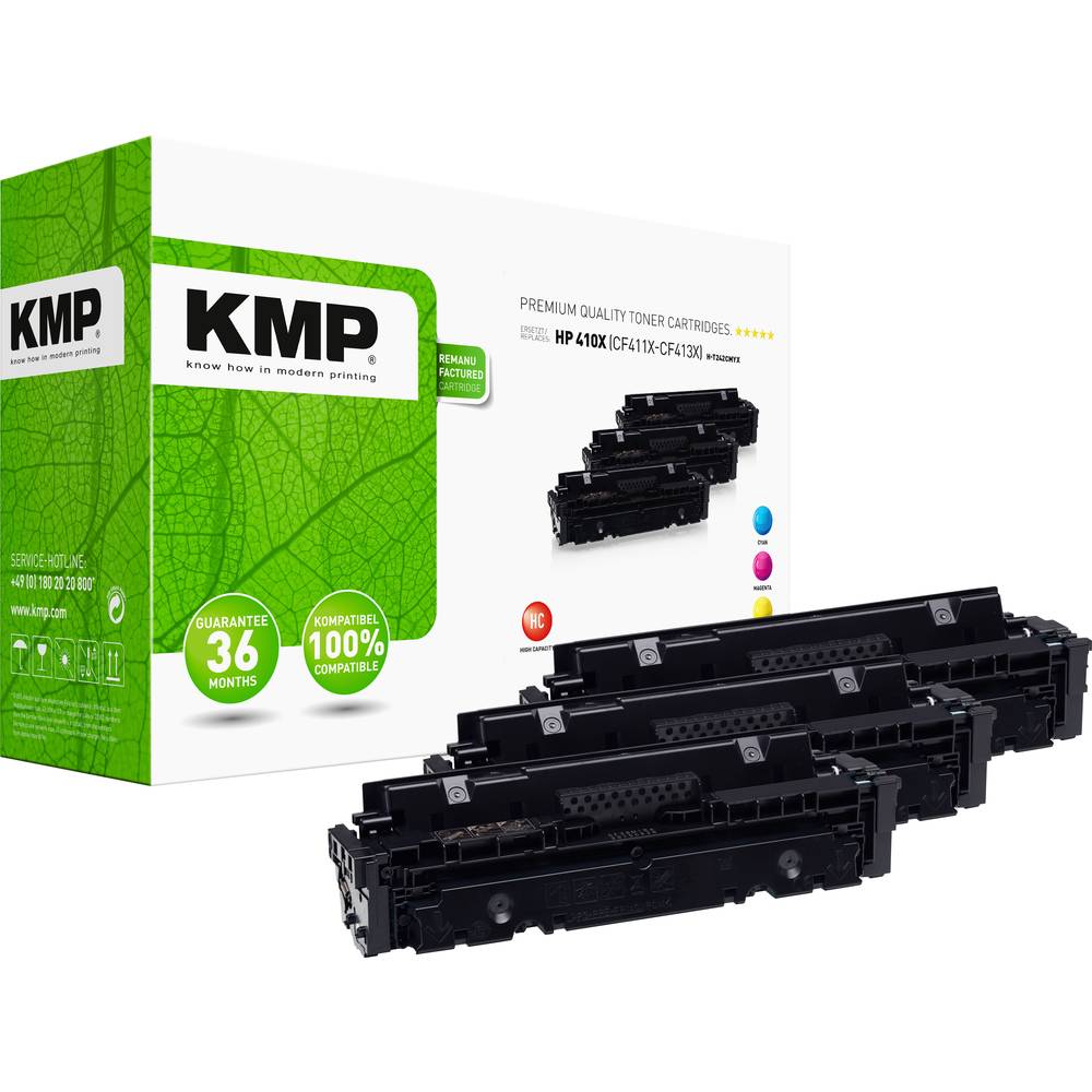 KMP H-T242XCMY Toner kombinované balení náhradní HP HP 410X (CF411X, CF413X, CF412X) azurová, purpurová, žlutá 5000 Seit