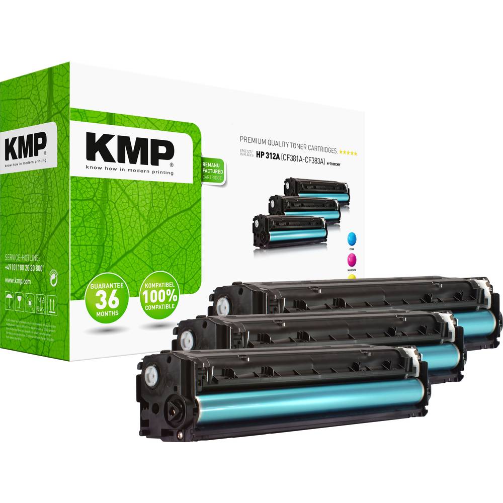 KMP Toner náhradní HP HP 312A (CF381A, CF383A, CF382A) kompatibilní kombinované balení azurová, purpurová, žlutá 2700 Se