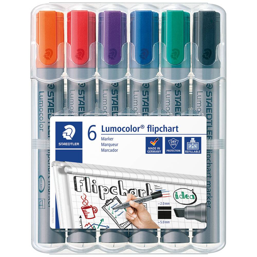 Staedtler 356 B WP6 popisovač na flipcharty Lumocolor® flipchart marker 356 B 2 - 5 mm černá, modrá, červená, zelená, or