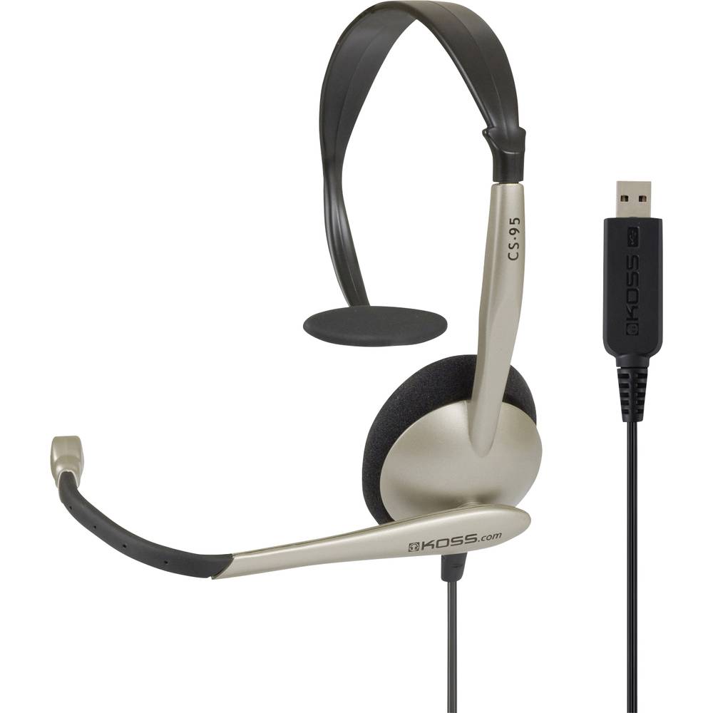 KOSS CS95 Počítače Sluchátka On Ear kabelová černá, zlatá Redukce šumu mikrofonu, Potlačení hluku