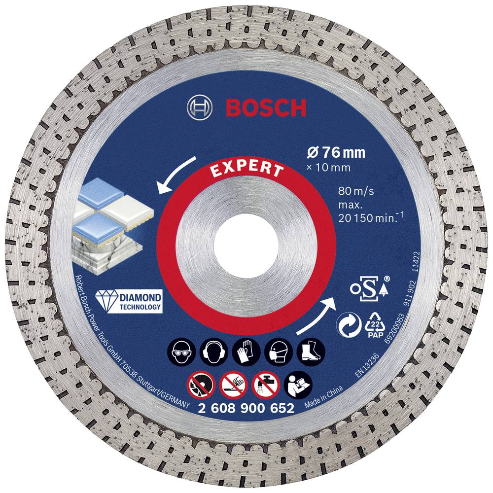 Bosch Accessories 2608900652 EXPERT HardCeramic diamantový řezný kotouč Průměr 76 mm Ø otvoru 10 mm kámen, beton, cihla,