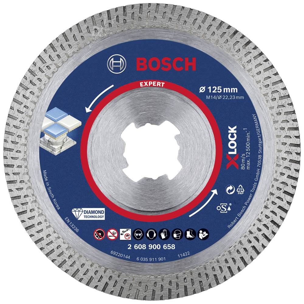 Bosch Accessories 2608900658 EXPERT HardCeramic X-LOCK diamantový řezný kotouč Průměr 125 mm Ø otvoru 22.23 mm kámen, be