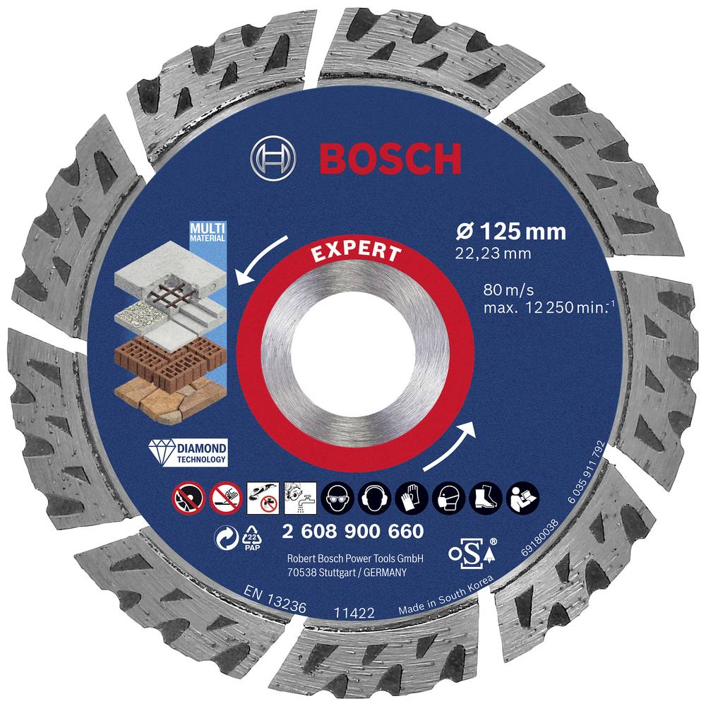 Bosch Accessories 2608900660 EXPERT MultiMaterial diamantový řezný kotouč Průměr 125 mm Ø otvoru 22.23 mm kámen, beton,