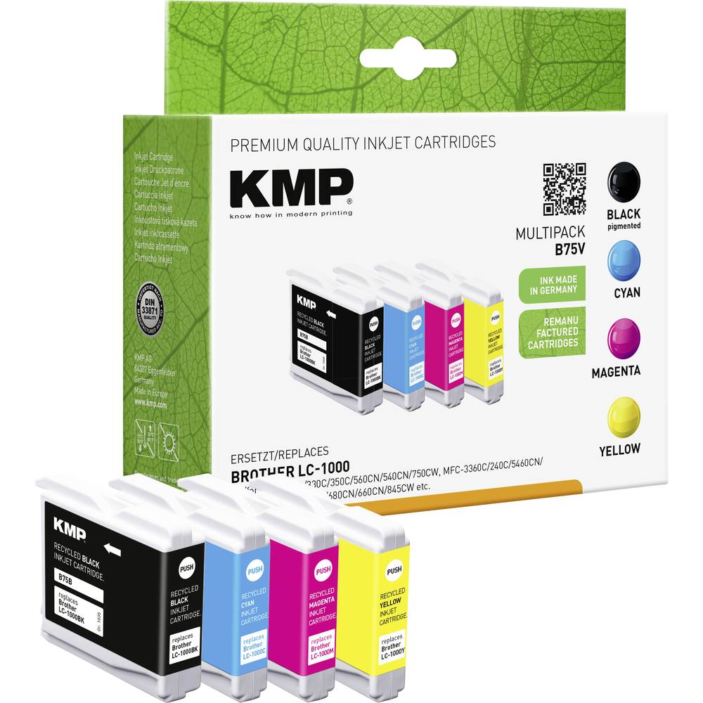 KMP Ink náhradní Brother LC-1000BK, LC-1000C, LC-1000M, LC-1000Y kompatibilní kombinované balení černá, azurová, purpuro