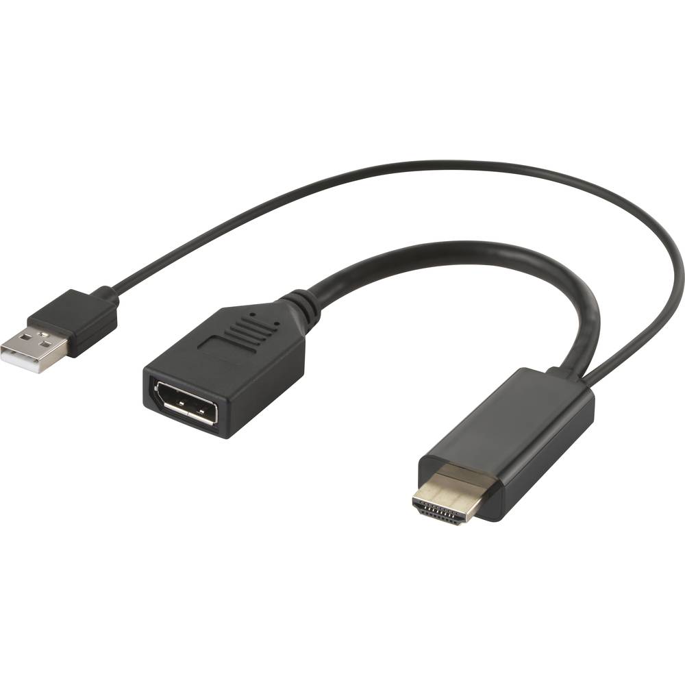 Renkforce RF-4777274 HDMI / DisplayPort kabelový adaptér [1x HDMI zástrčka, USB 2.0 zástrčka A - 1x zásuvka DisplayPort]