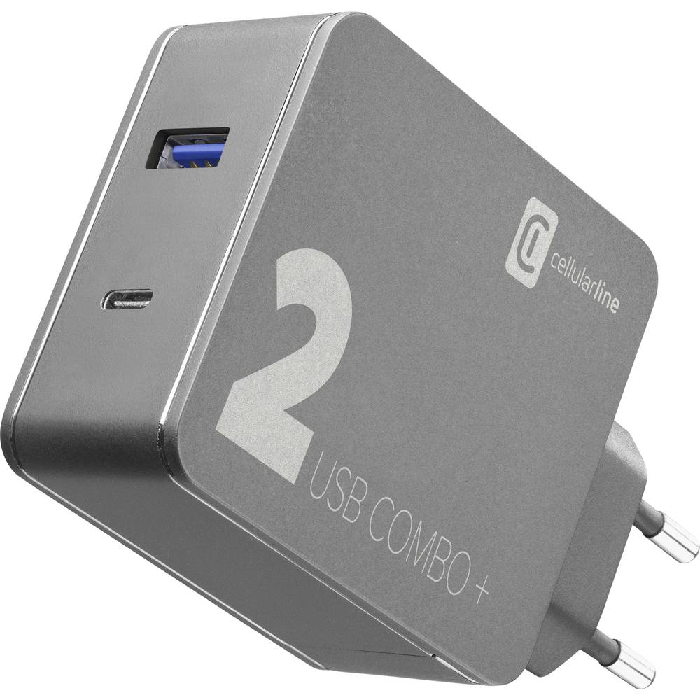 Cellularline USB nabíječka do zásuvky (230 V) Počet výstupů: 2 x USB 2.0 zásuvka A, USB-C® zásuvka