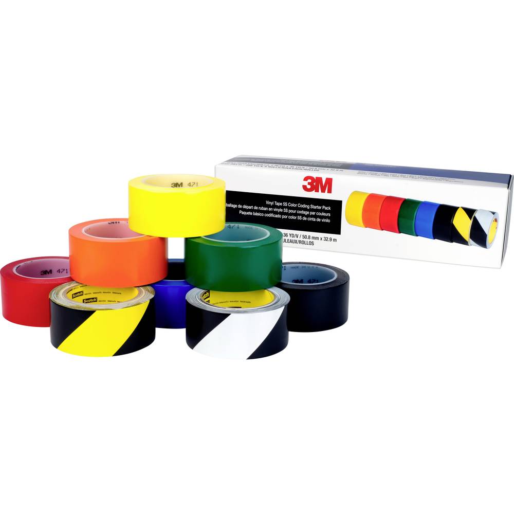 3M 471DEMO5S lepicí páska žlutá, oranžová, červená, zelená, modrá, černá, žlutá/černá, bílá/černá (d x š) 33 m x 50 mm 8