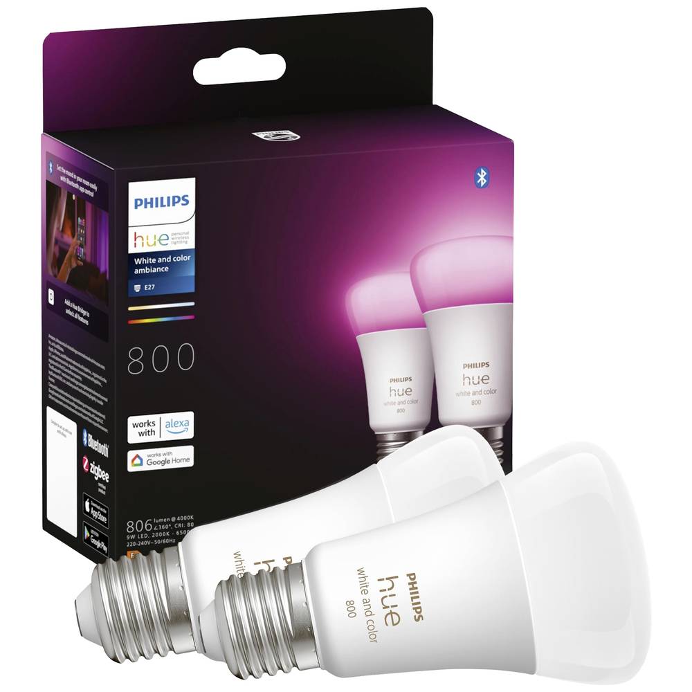 Philips Lighting Hue LED žárovka 871951432836500 Energetická třída (EEK2021): F (A - G) Hue White & Col. Amb. E27 Doppel