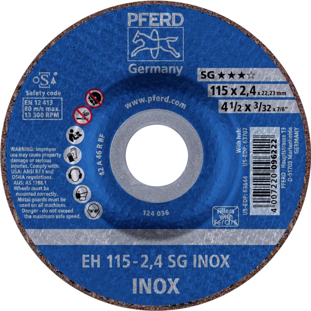 PFERD EH 115-2,4 SG INOX 61340124 řezný kotouč lomený 115 mm 25 ks nerezová ocel