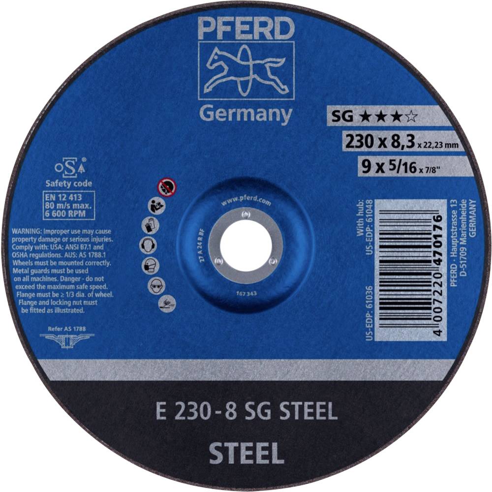 PFERD 62223826 E 230-8 SG STEEL brusný kotouč lomený Průměr 230 mm Ø otvoru 22.23 mm nerezová ocel, ocel 10 ks