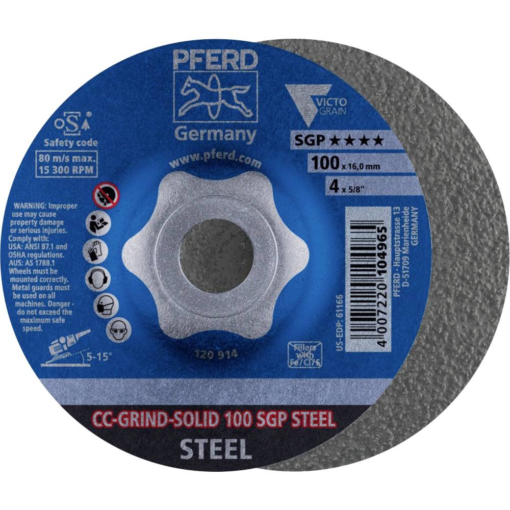 PFERD 64187100 CC-GRIND-SOLID 100 SGP STEEL/16,0 brusný kotouč Průměr 100 mm Ø otvoru 16 mm 10 ks