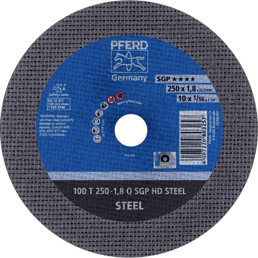 PFERD 100 T 250-1,8 Q SGP HD STEEL/32,0 66322132 řezný kotouč rovný 250 mm 20 ks kalená ocel , ocel
