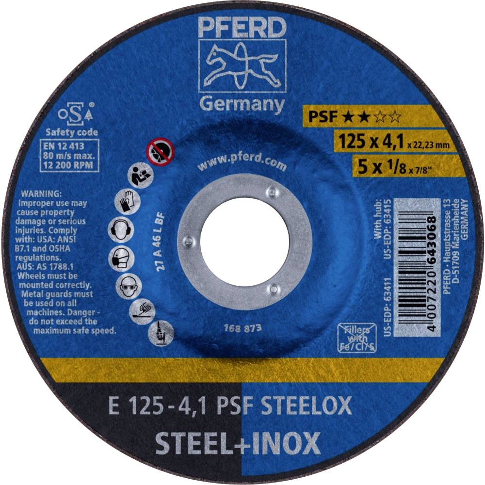 PFERD 69220531 E 125-4,1 PSF STEELOX brusný kotouč lomený Průměr 125 mm Ø otvoru 22.23 mm nerezová ocel, ocel 10 ks