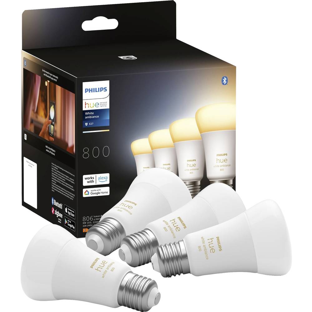 Philips Lighting Hue sada 4 LED žárovek 871951432828000 Energetická třída (EEK2021): F (A - G) Hue White Ambiance E27 Vi