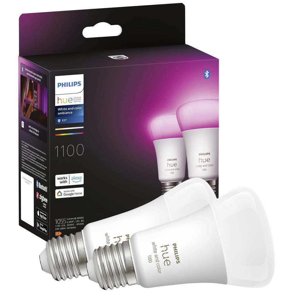 Philips Lighting Hue LED žárovka (sada 2 ks) 871951429131700 Energetická třída (EEK2021): F (A - G) Hue White & Col. Amb